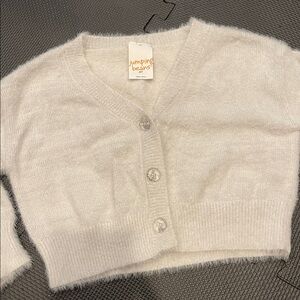 Jumping Beans White Fuzzy Kids Cardigan